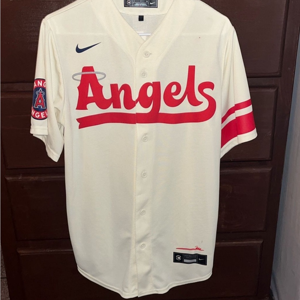 Nike Cream and Red Angels Game Jersey